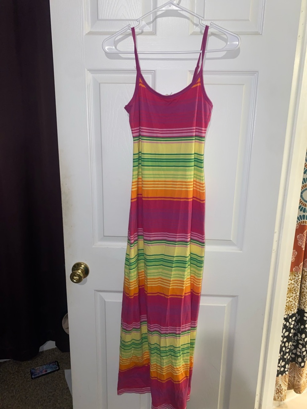 Derek Heart Pink, Yellow & Green Striped Maxi Dress